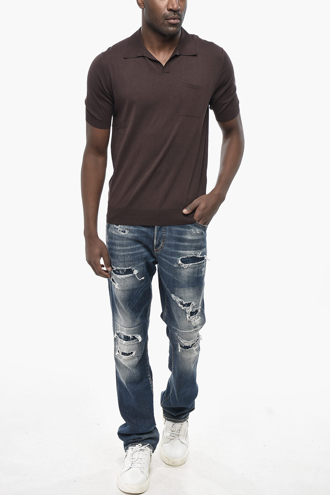 Altea 2405~Lightweight Cotton Polo-Collar T-Shirt
