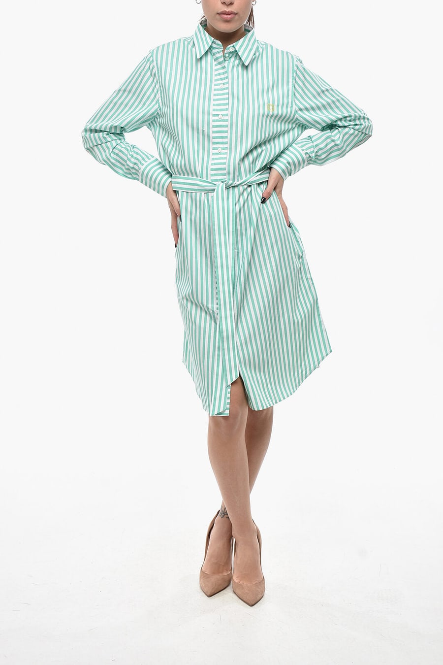 Ines de la Fressange 2750~Awning-Striped Shirt Dress AMOUR with Belt