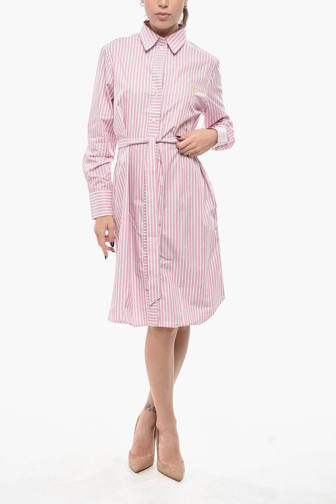 Ines de la Fressange 3050~Awning-Striped Shirt Dress AMOUR with Belt