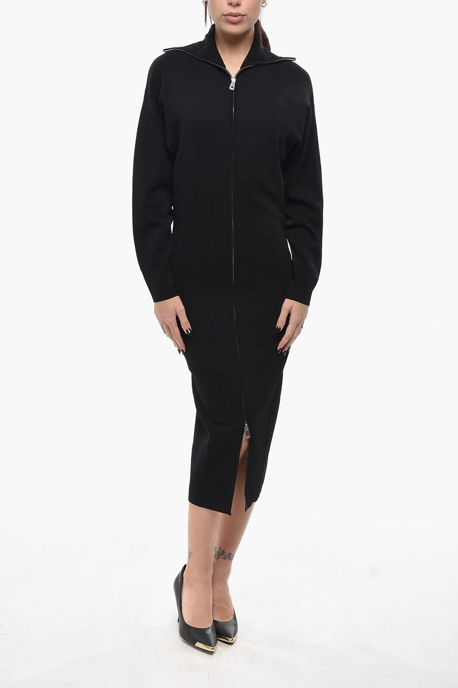 Pinko 3500~Knit Sheath Dress with Front Full-Zip