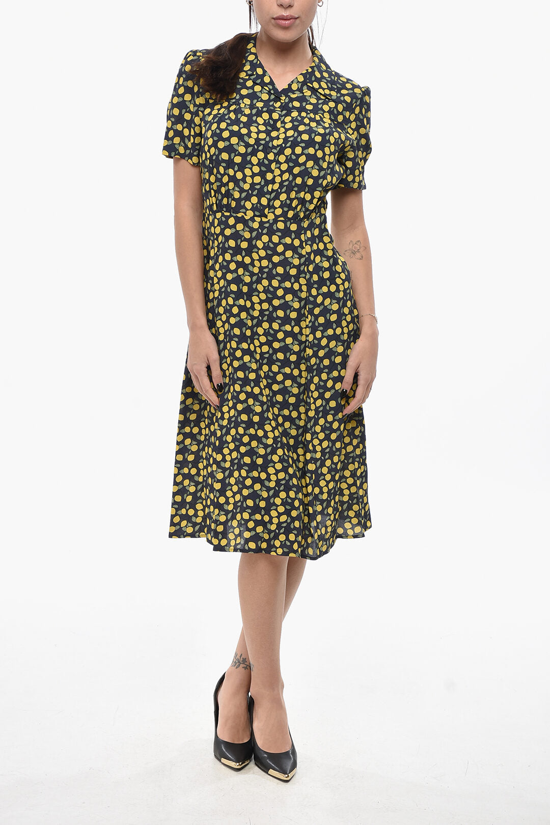 Ines de la Fressange 2405~Chiffon Midi Shirt Dress ANGELE