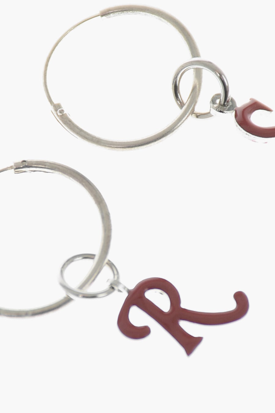 Raf Simons 3050~Metal Hoop Earrings with Monogram, view 2