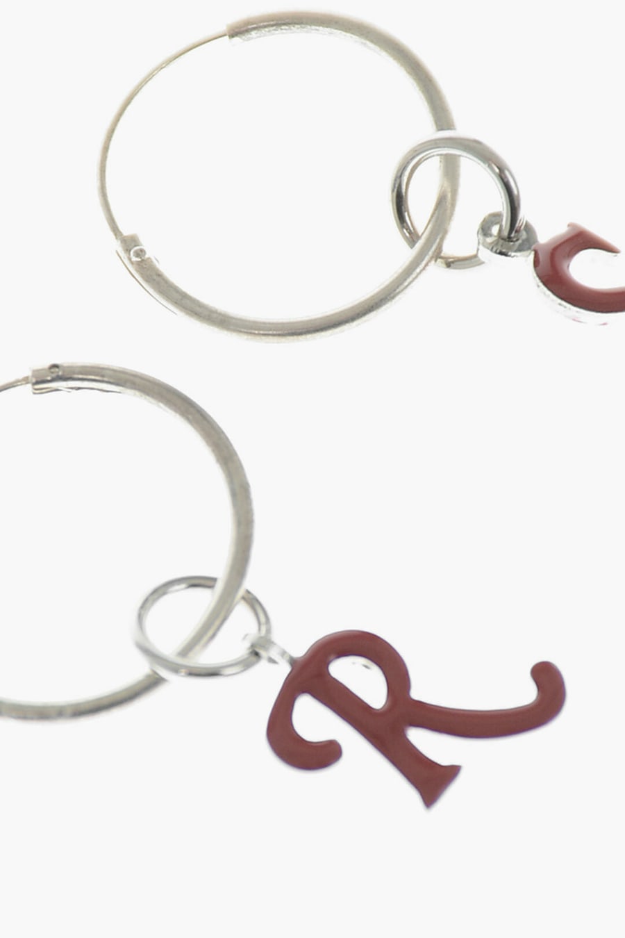 Raf Simons 3050~Metal Hoop Earrings with Monogram, view 3