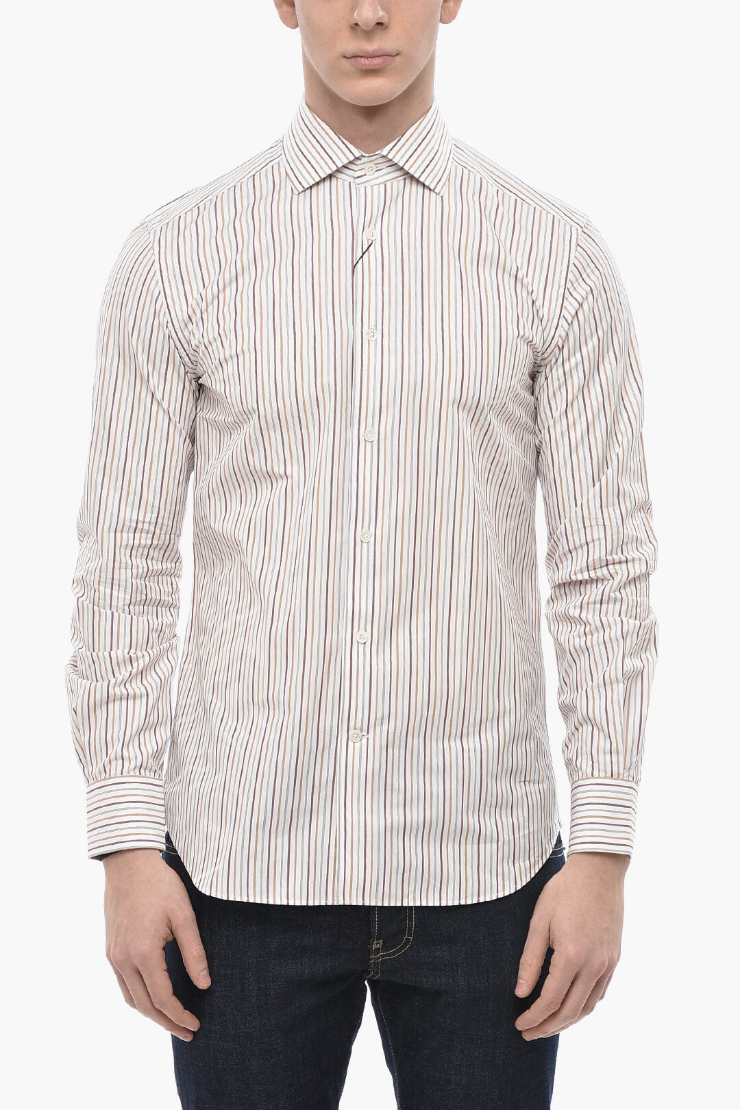 Corneliani 3250~Striped Cotton Poplin Shirt