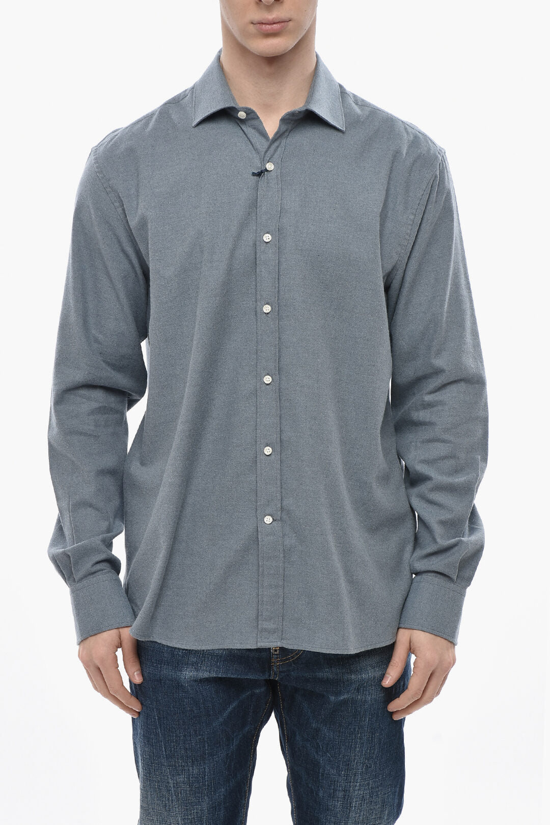 Deperlu 2405~Cotton Flannel Shirt JOHN With French Collar