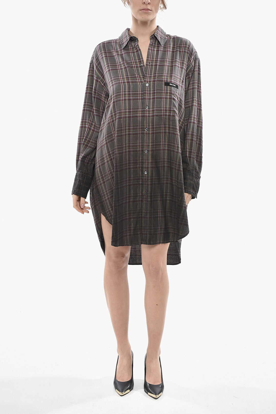 Palm Angels 2470~Midi Shirt Dress CLASSIC LOGO with Check Pattern