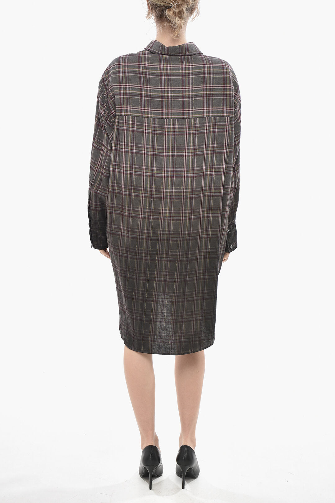 Palm Angels 2470~Midi Shirt Dress CLASSIC LOGO with Check Pattern, view 2