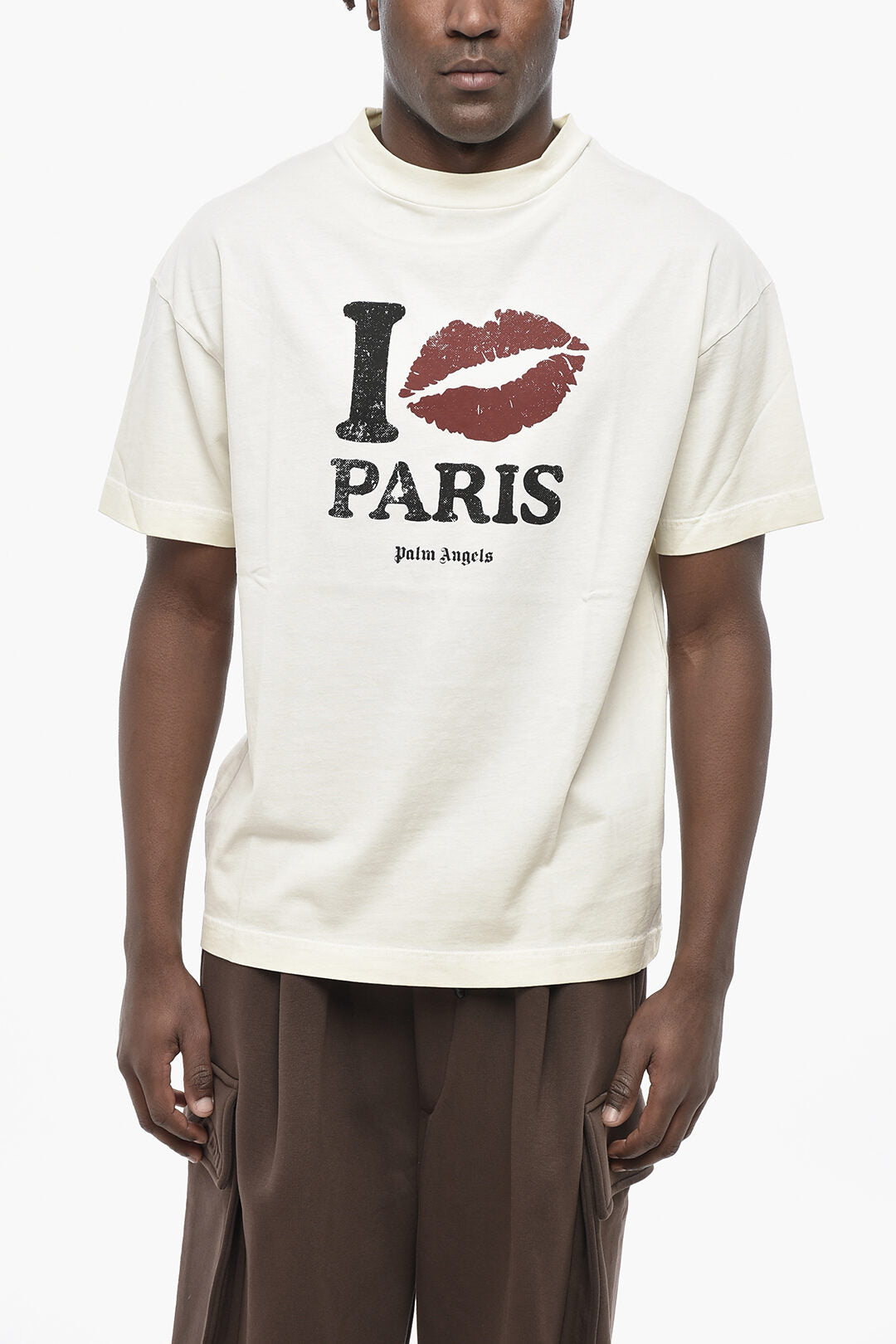 Palm Angels 0115~Cotton Crew Neck T-Shirt I LOVE PARIS