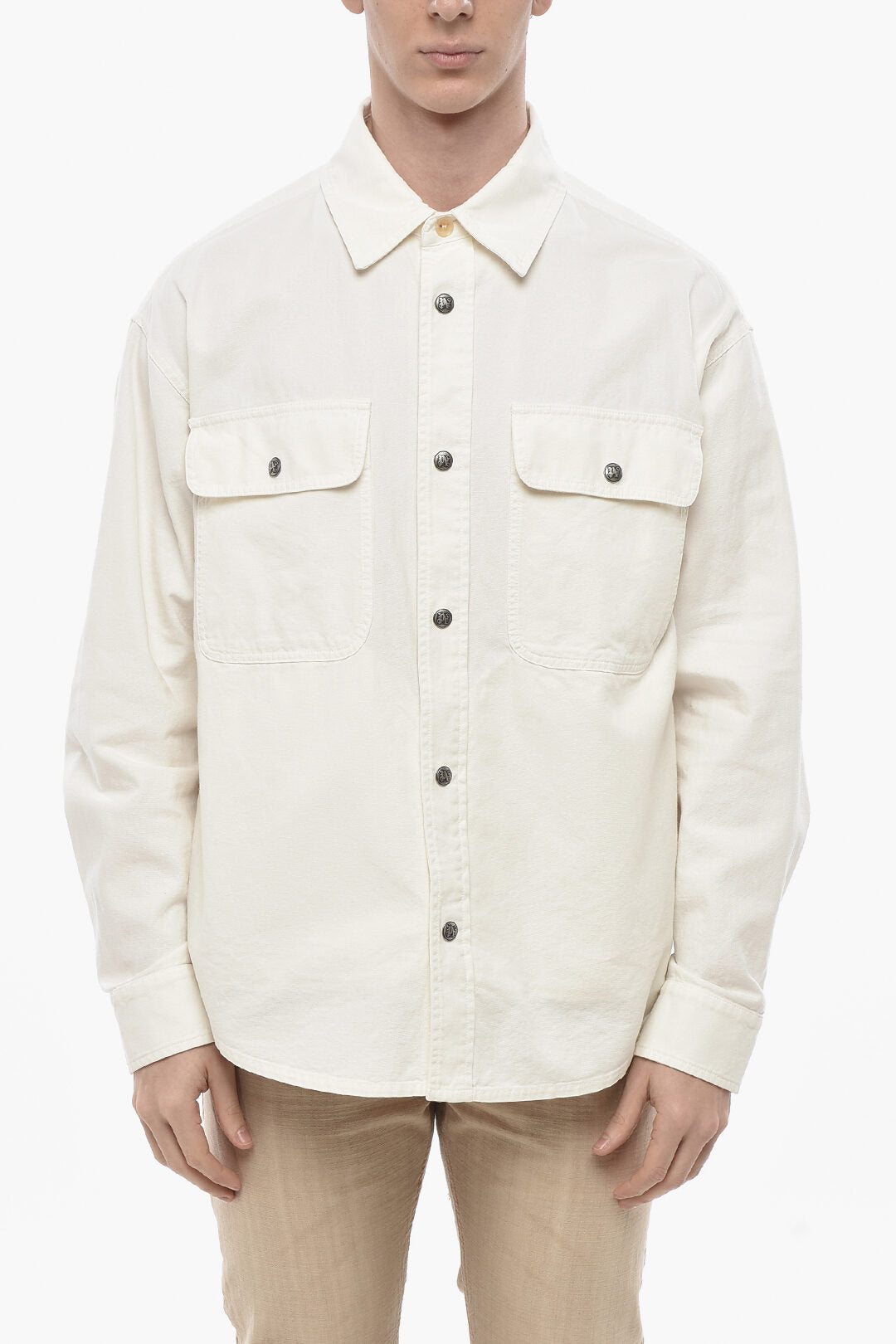 Palm Angels 2405~Denim Shirt With Embroidered Back Monogram