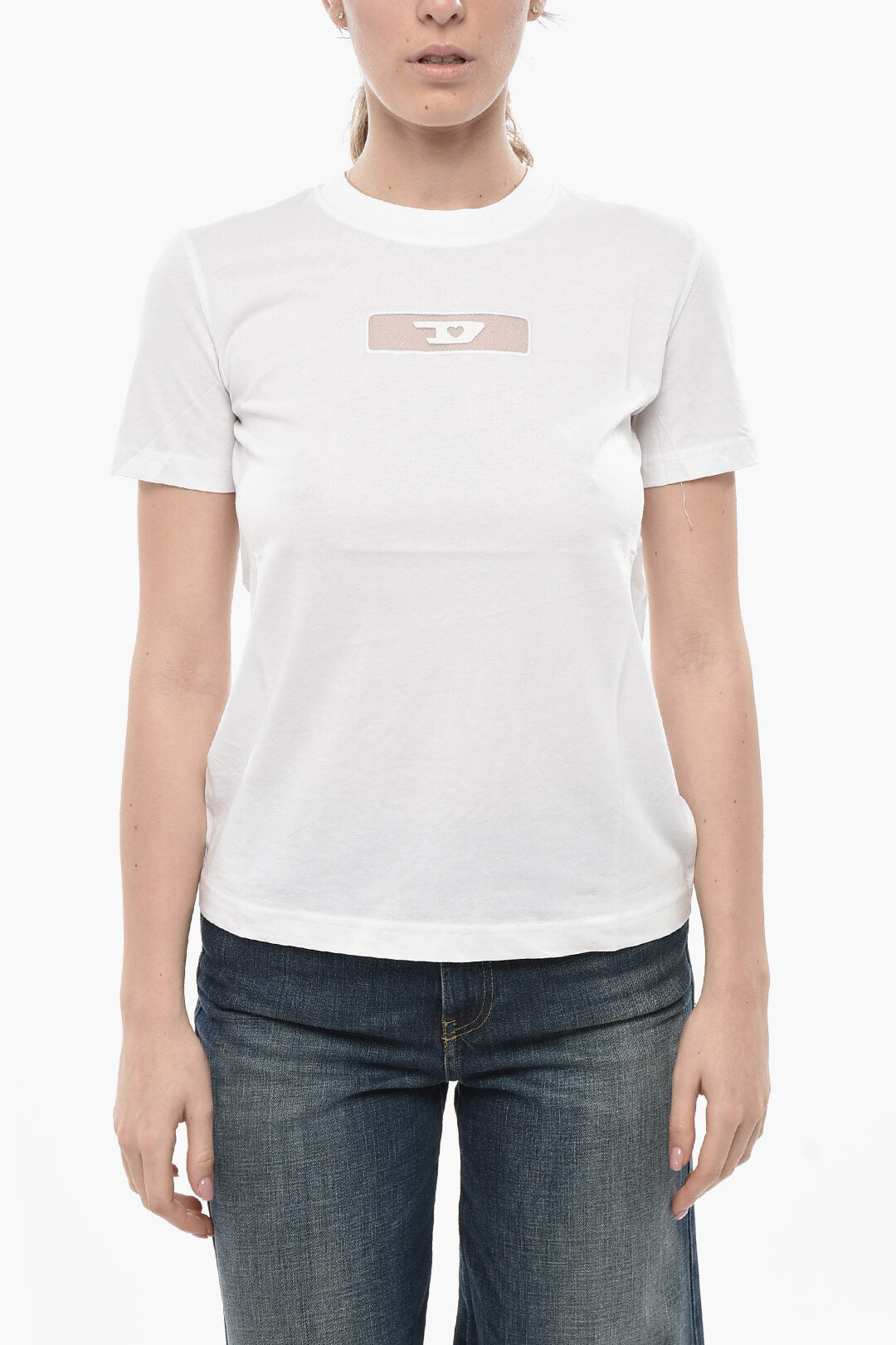 Diesel 2405~Plain Crew Neck T-Shirt T-REG With Tulle Detail