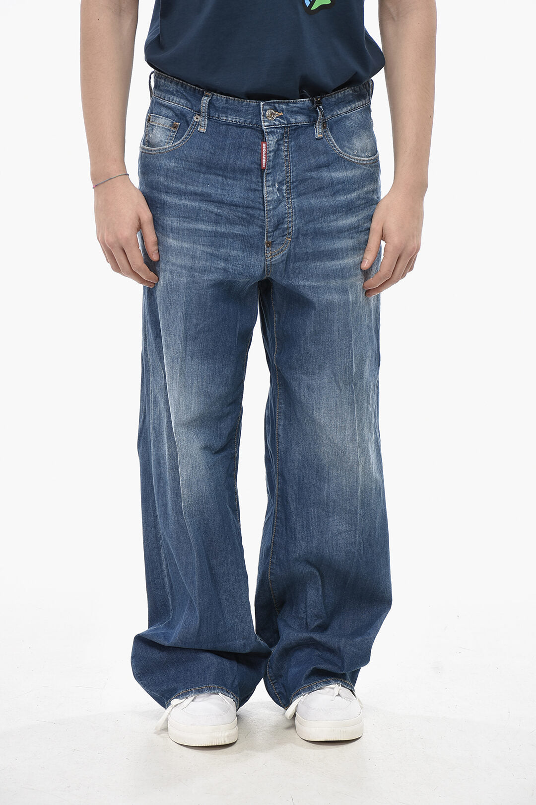 Dsquared2 2405~Loose-Fit Stretch Denim Jeans with Embroidered Logo 27cm