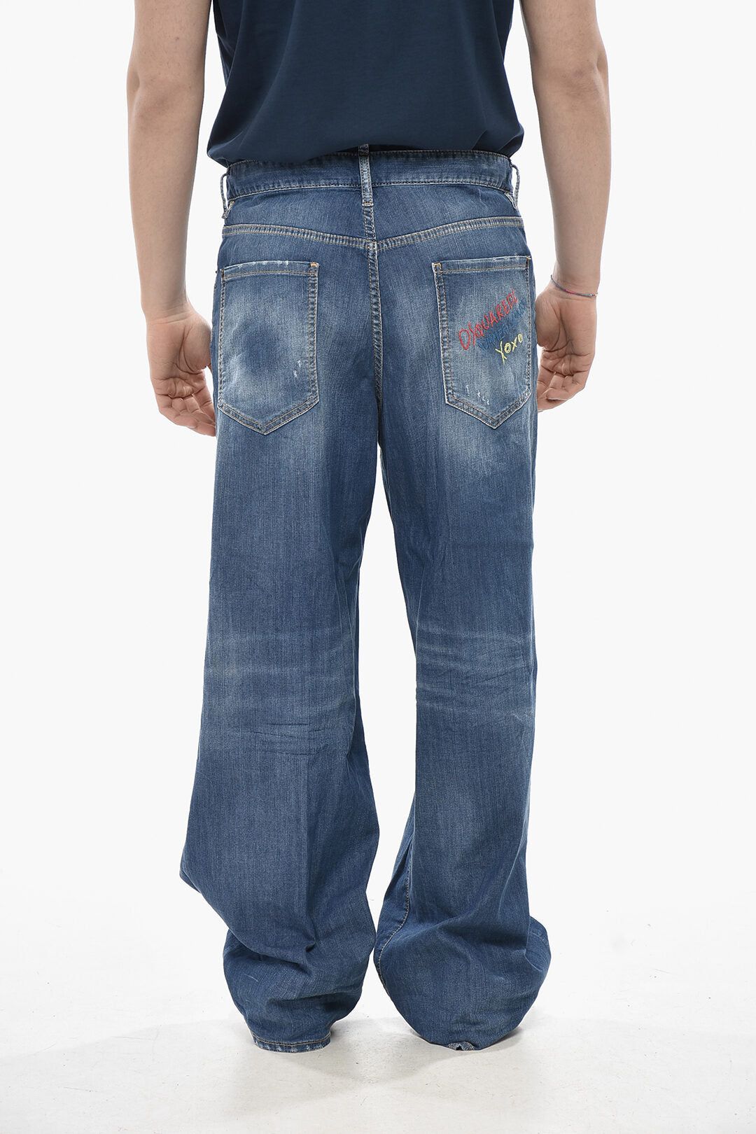Dsquared2 2405~Loose-Fit Stretch Denim Jeans with Embroidered Logo 27cm, view 2