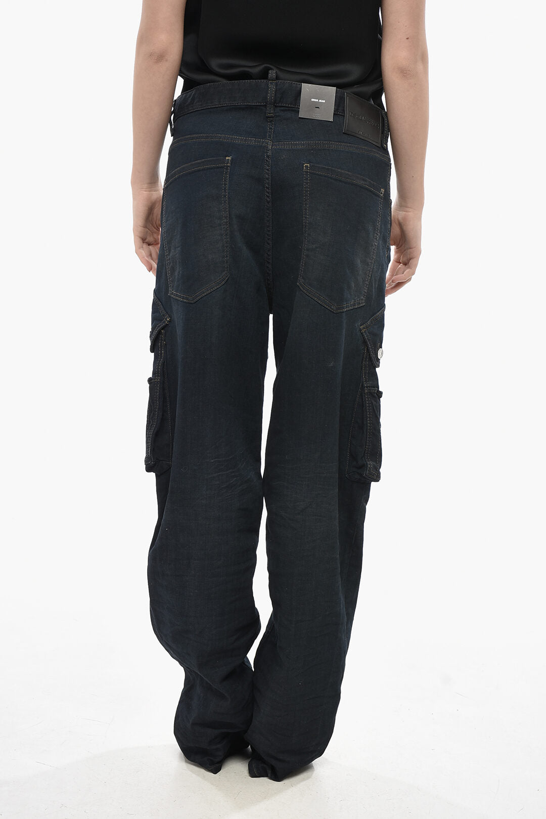 Dsquared2 2405~Stretch Denim Cargo Jeans EROS with Metal Detail 23cm