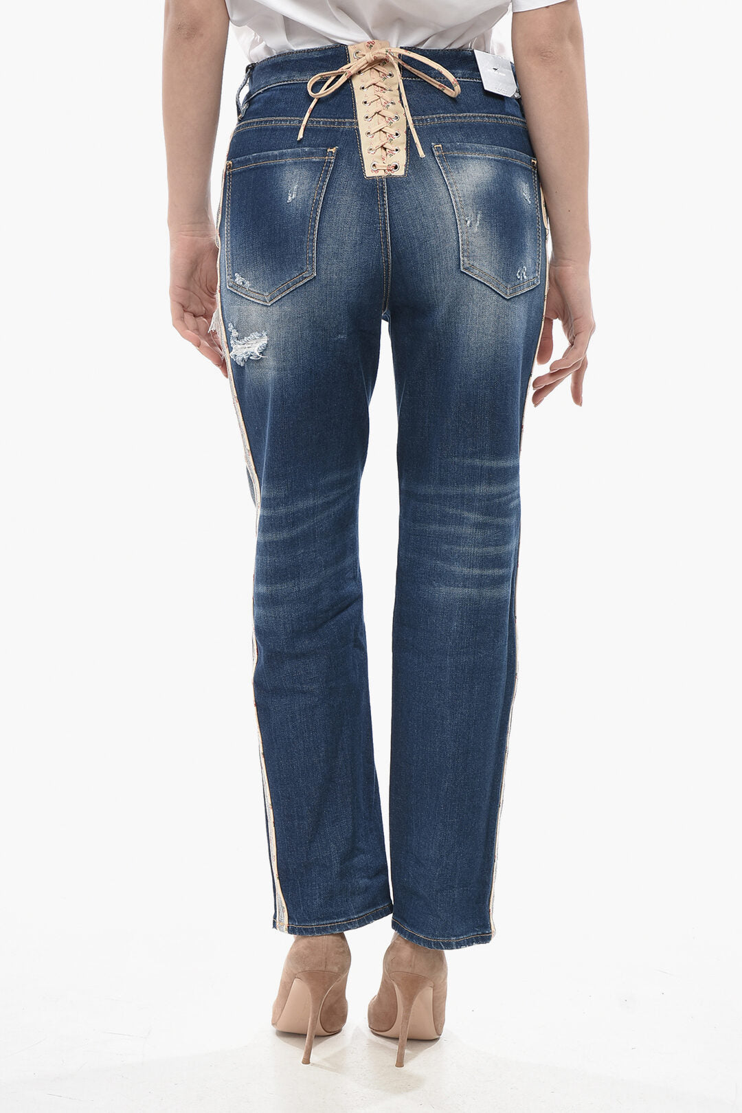 Dsquared2 2405~Distressed Jeans with Floral Detail 20cm, view 2