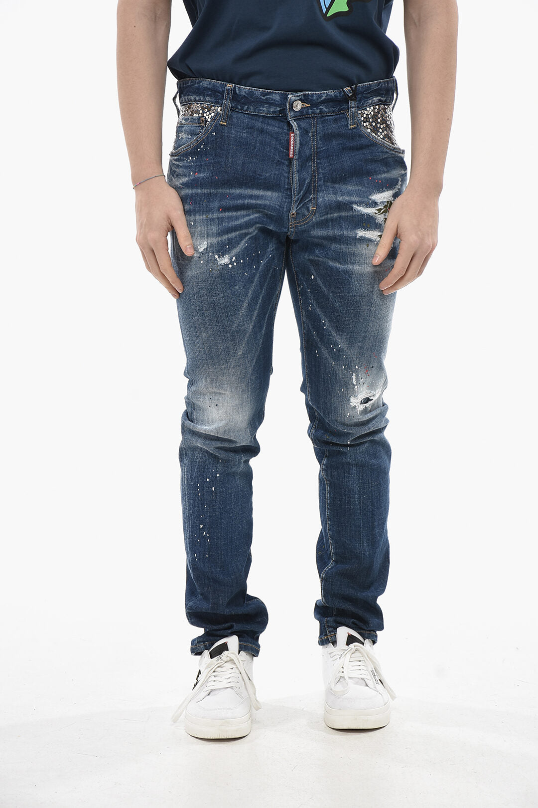Dsquared2 2405~Jeans COOL GUY Vintage Effect with Studs 16cm