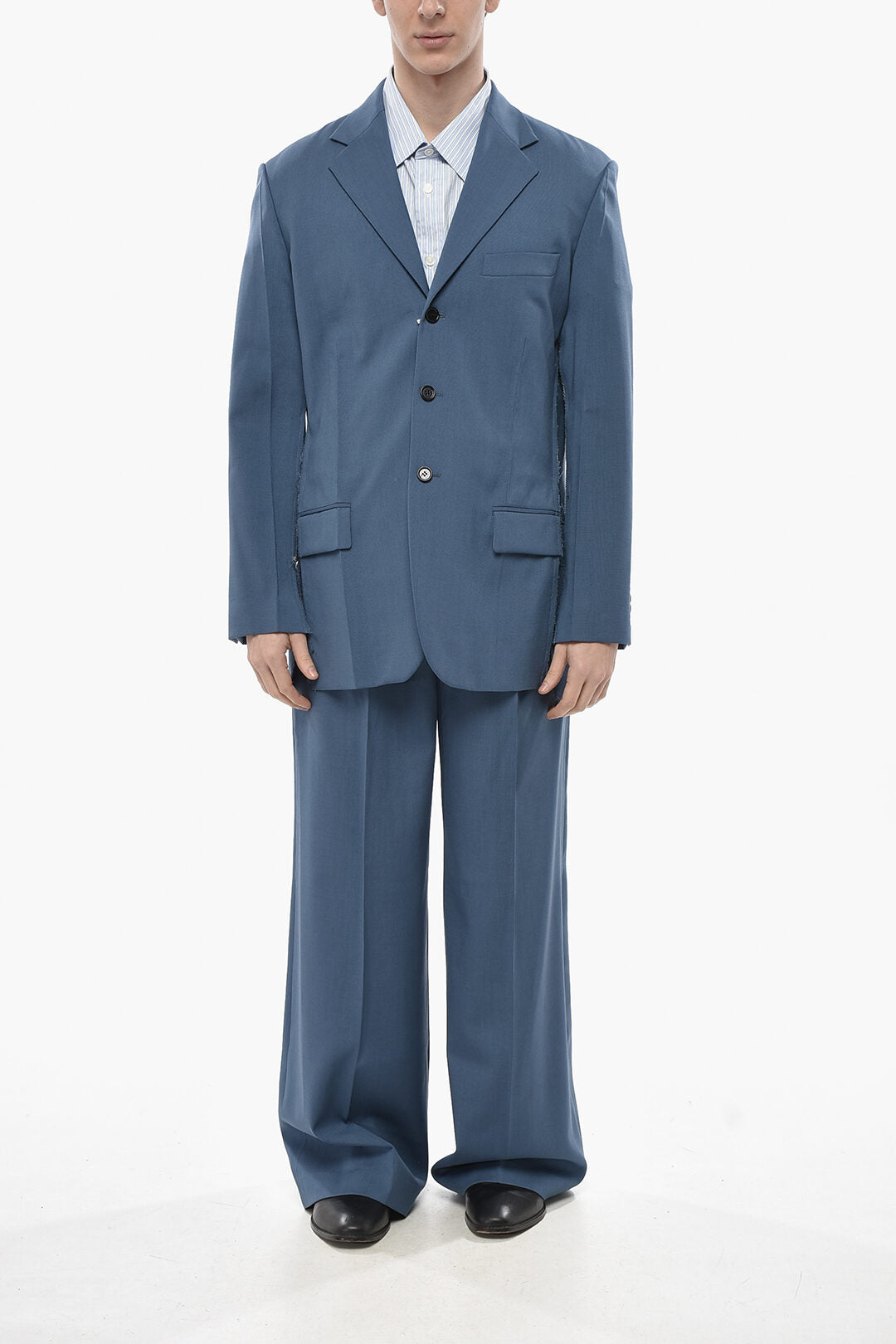 Marni 2405~Mohair-Blend Single-Breasted Blazer with Raw-Edge Side Vents