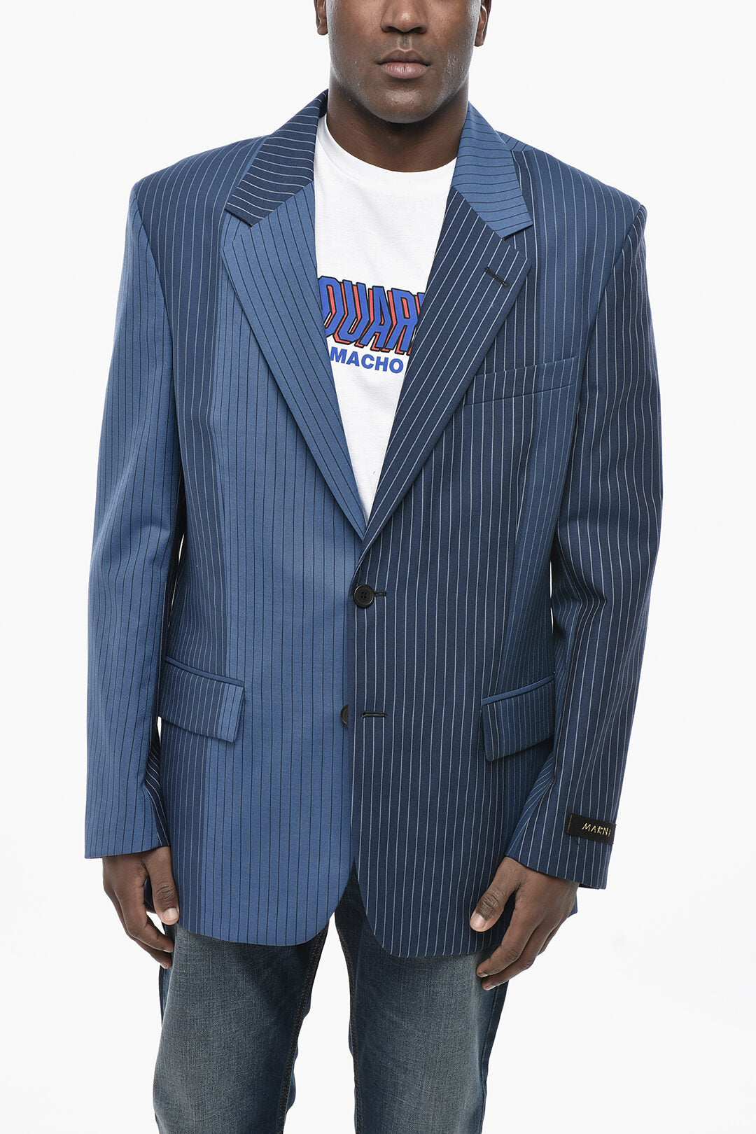 Marni 2405~Virgin Wool Pinstripe Blazer with Flap Pockets