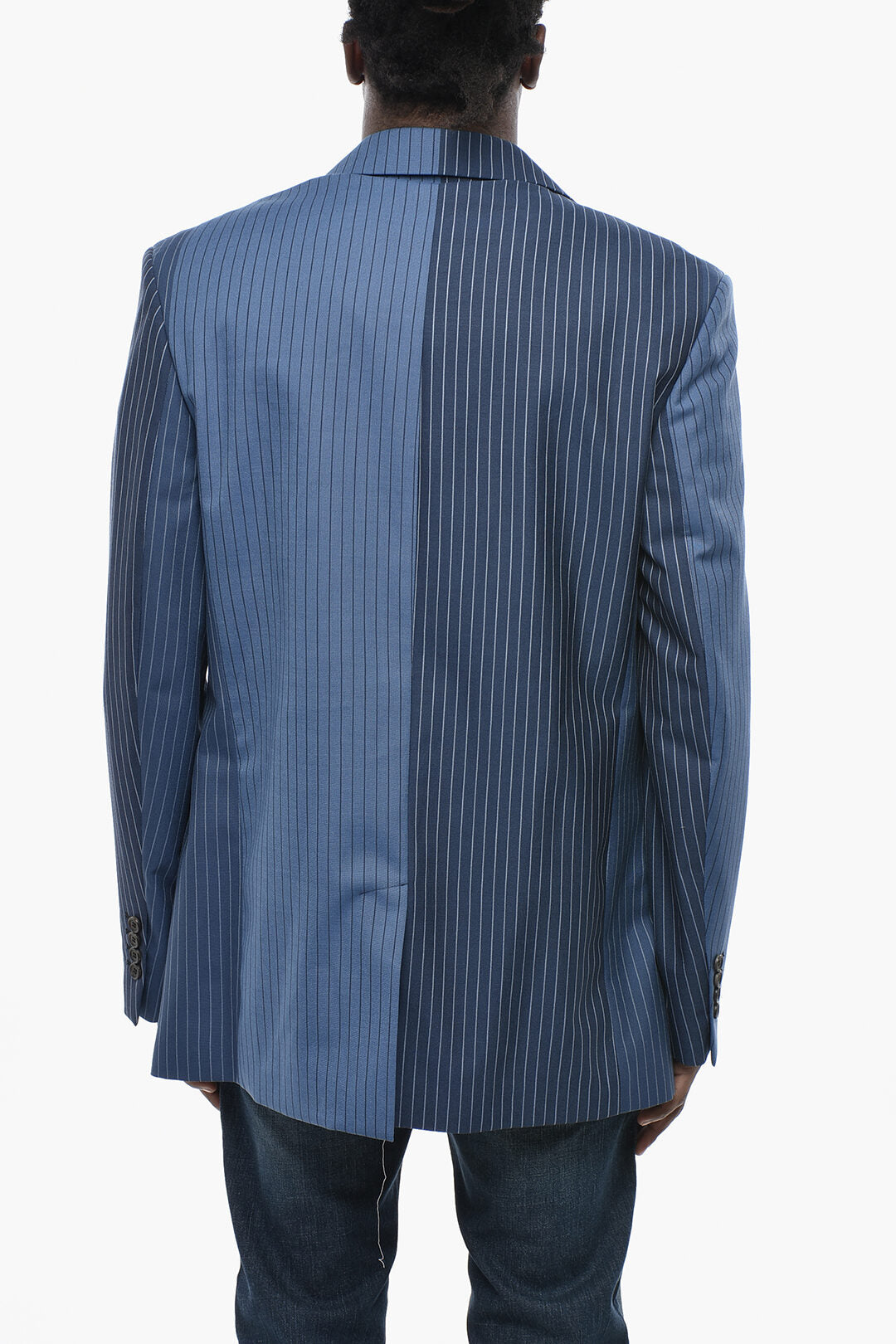 Marni 2405~Virgin Wool Pinstripe Blazer with Flap Pockets, view 2