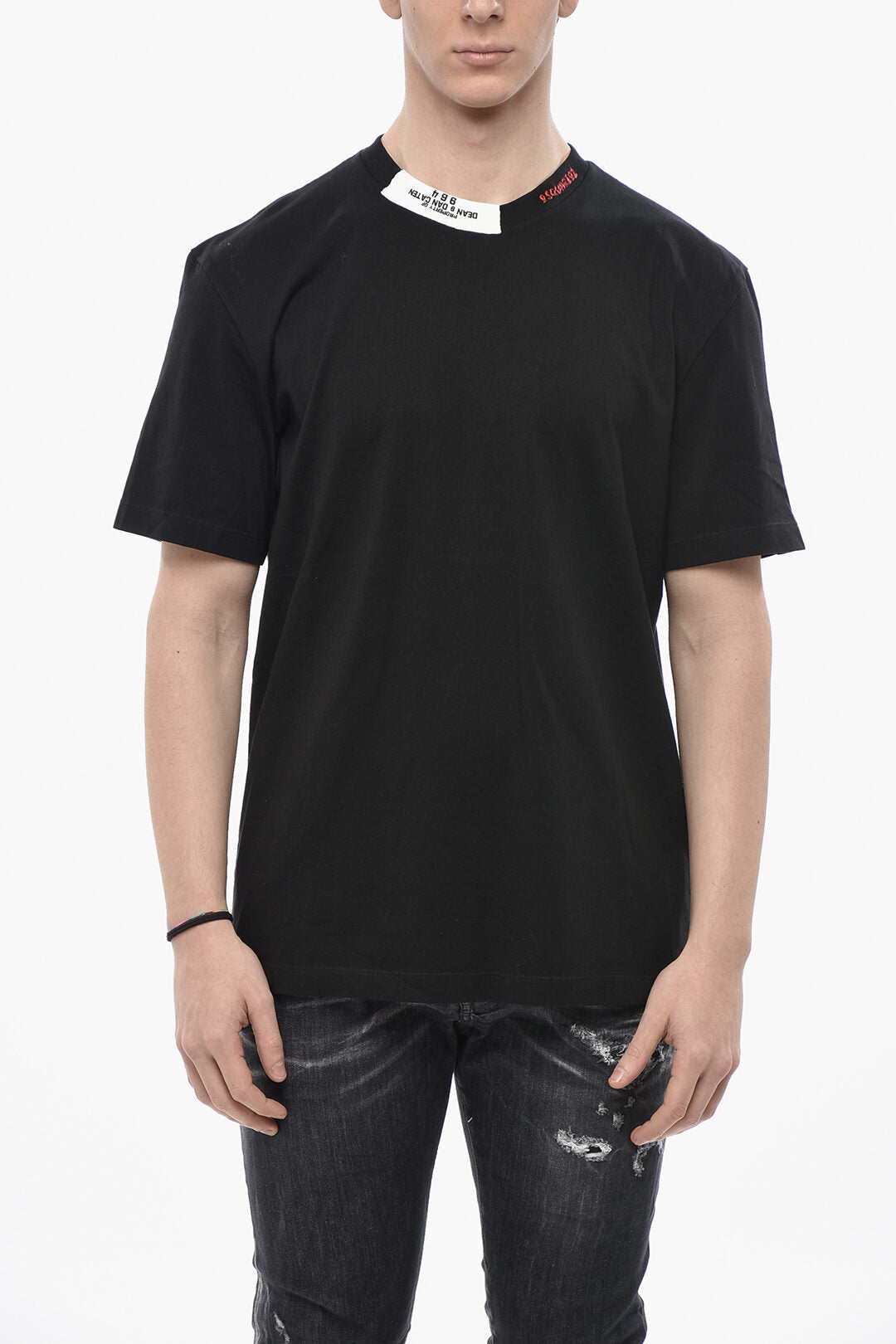 Dsquared2 3500~Crew Neck T-Shirt REGULAR FIT Solid-Color with Contrast Details