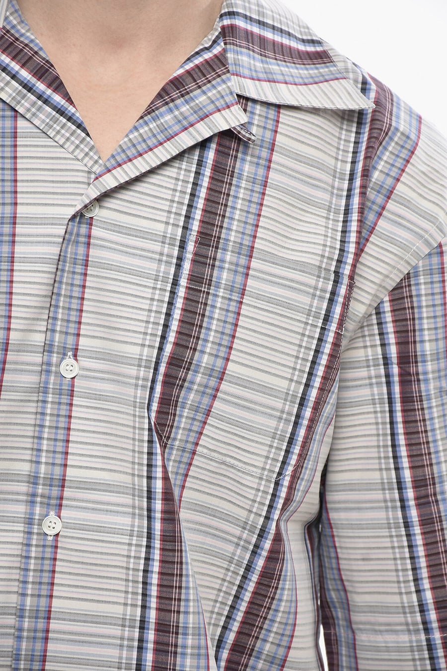 Marni 3250~Cotton Bowling Shirt with Checked Pattern, view 2