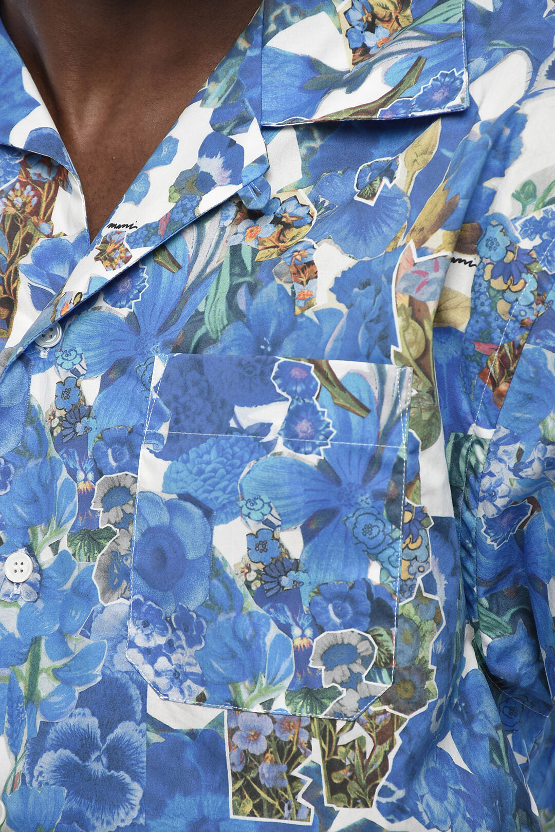 Marni 2405~Cotton Bowling Shirt with Floral Pattern, view 2