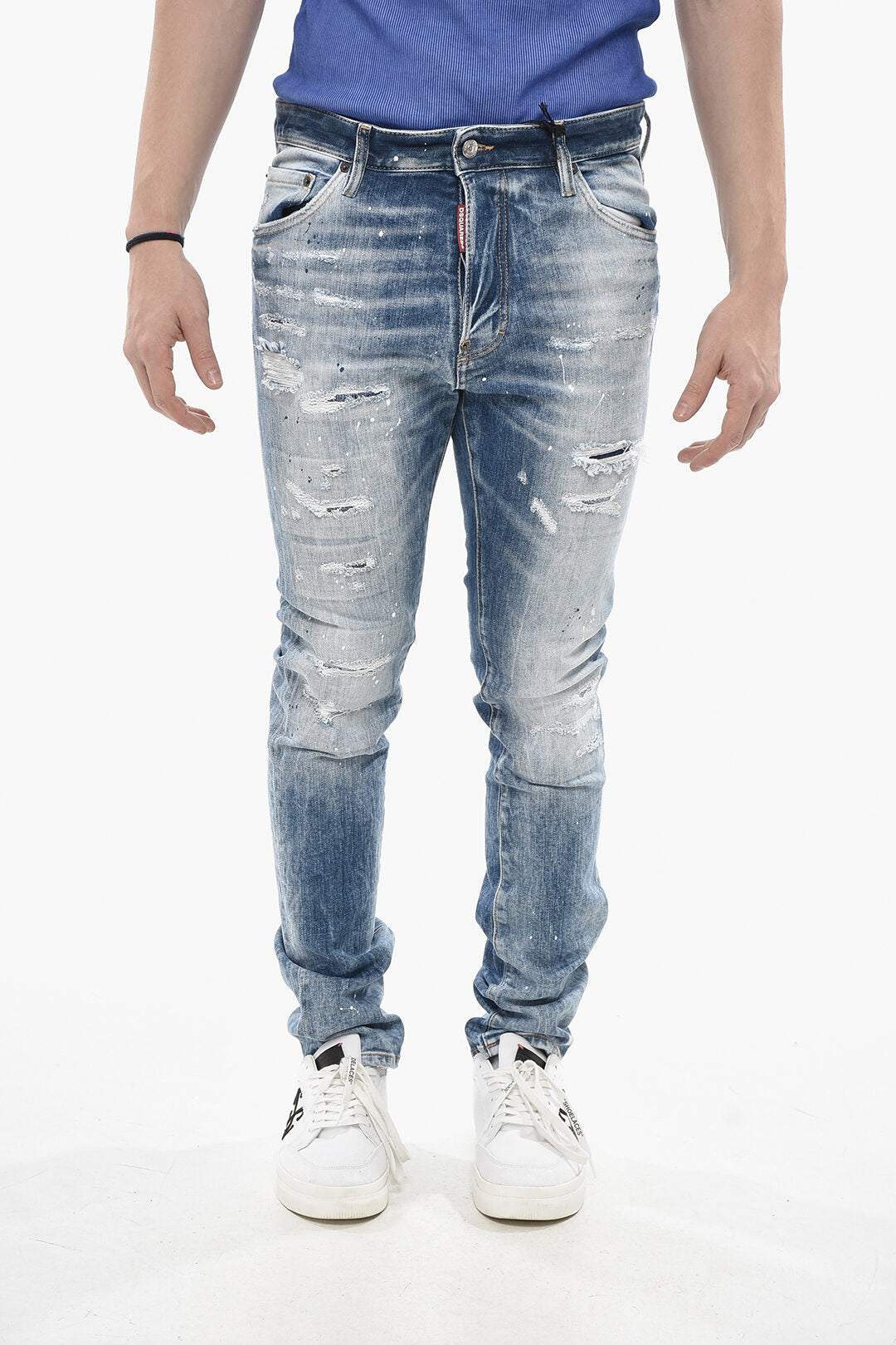 Dsquared2 2750~Cool Guy Fit Denim Jeans Light Wash with Rips 16cm