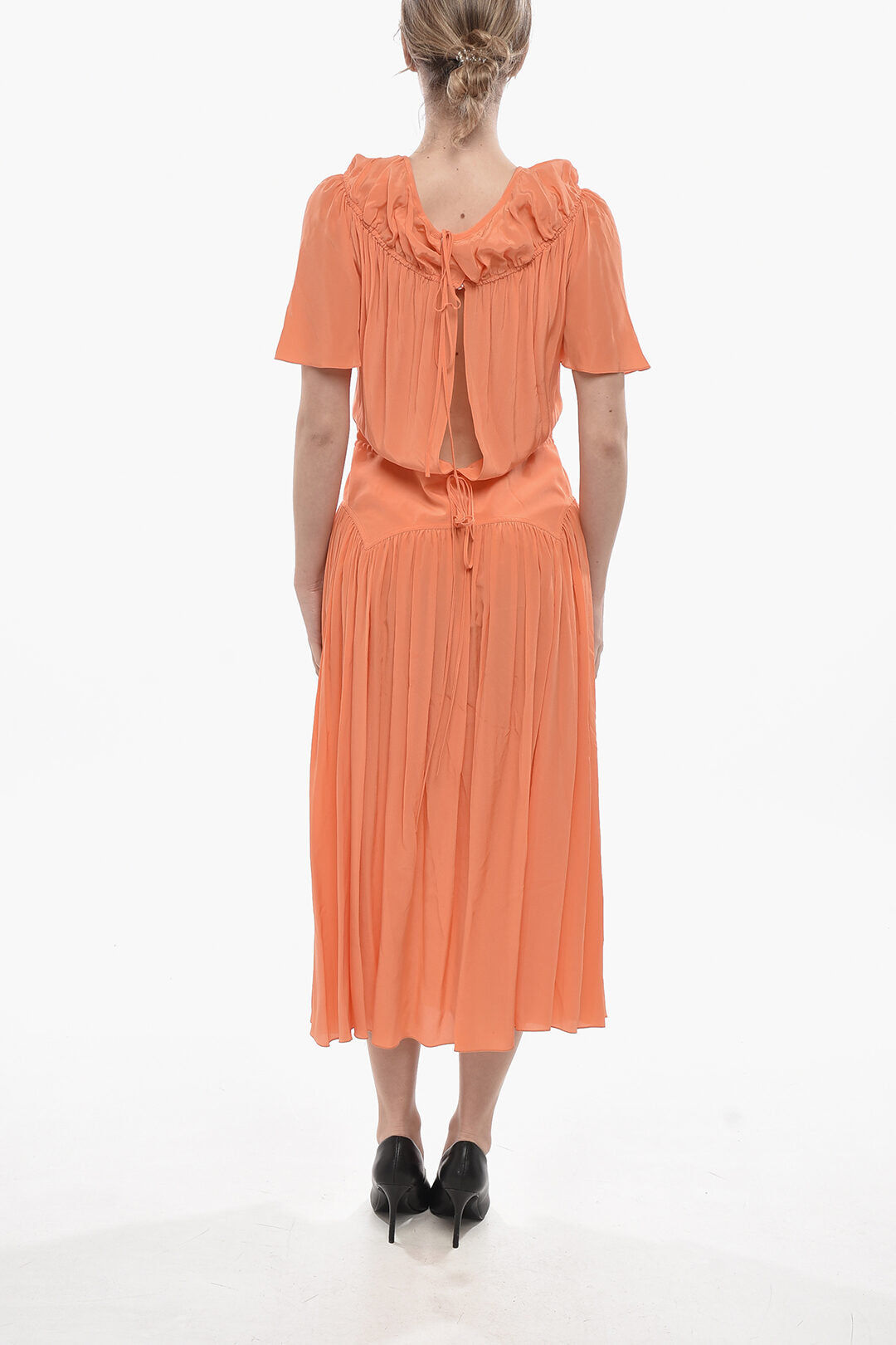 Marni 2950~Silk Dress with Pleated Skirt and Lantern Sleeves, view 2