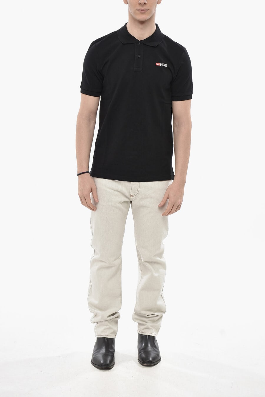 Diesel 3500~Solid-Color Polo Shirt T-SMITH-DIV-NEW with Contrast Logo