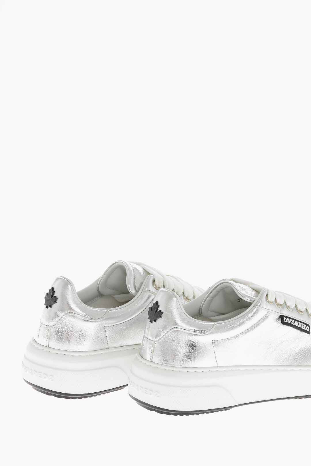 Dsquared2 3050~Metallic Leather Low-Top Sneakers BUMPER with Craquelé Effect, view 2