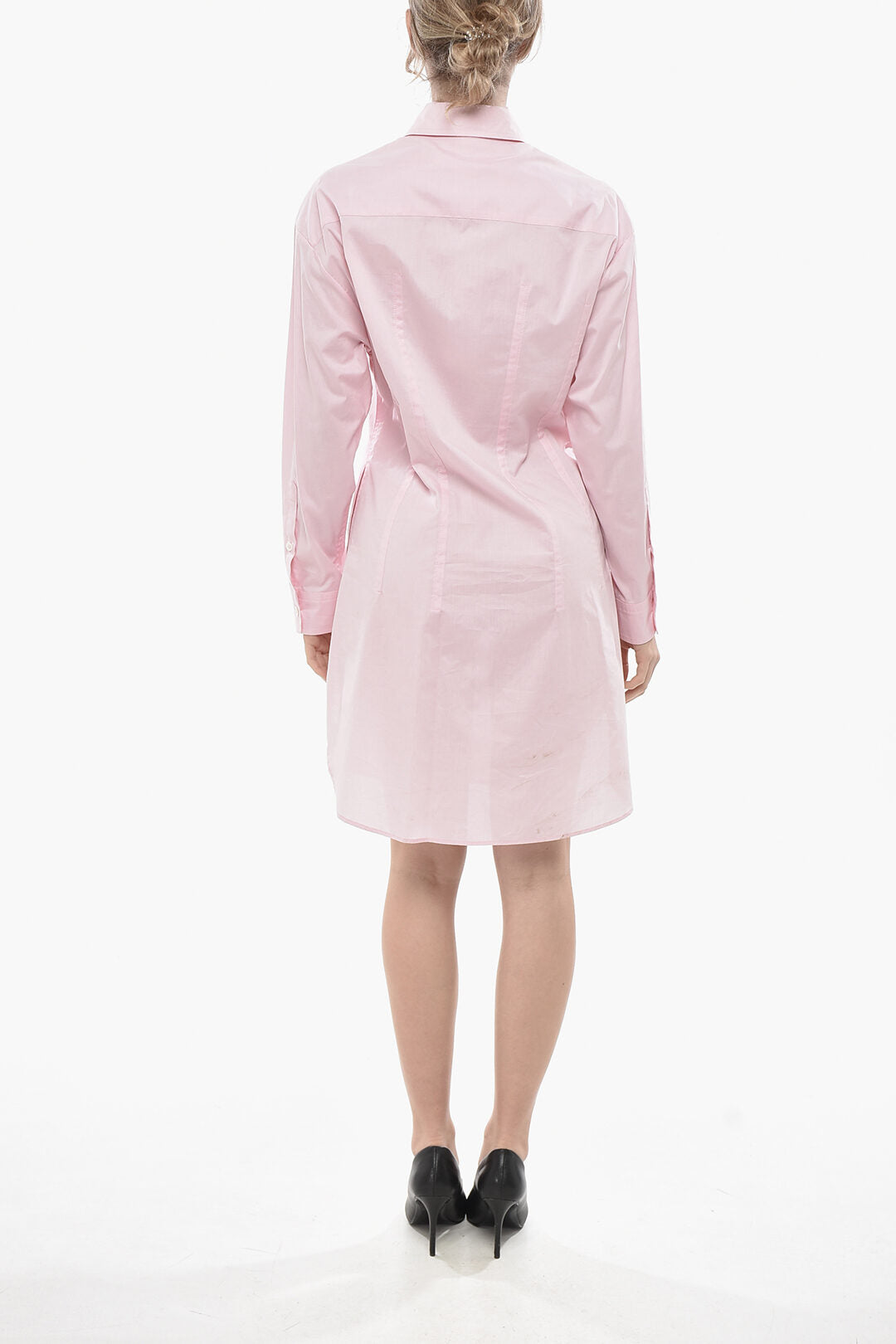 Marni 3050~Slim-Fit Poplin Shirt Dress with Embroidered Logo, view 2