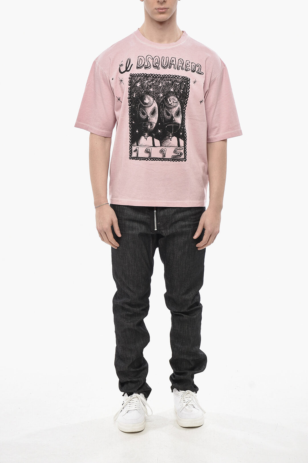 Dsquared2 3050~Crewneck Loose-Fit T-Shirt with Graphic Print, view 2