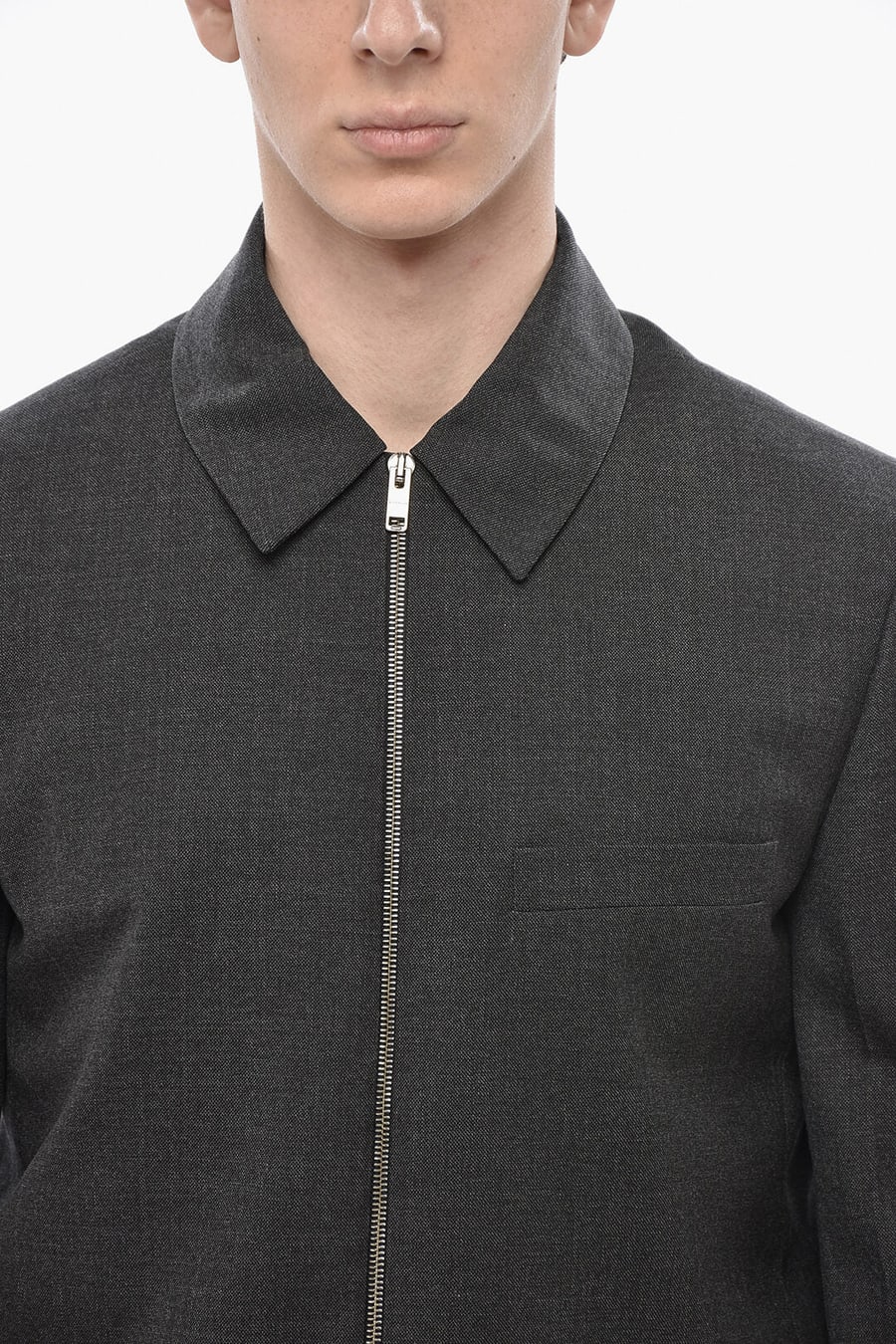 Givenchy 2470~Wool Full-Zip Overshirt with Chest Pocket, view 3