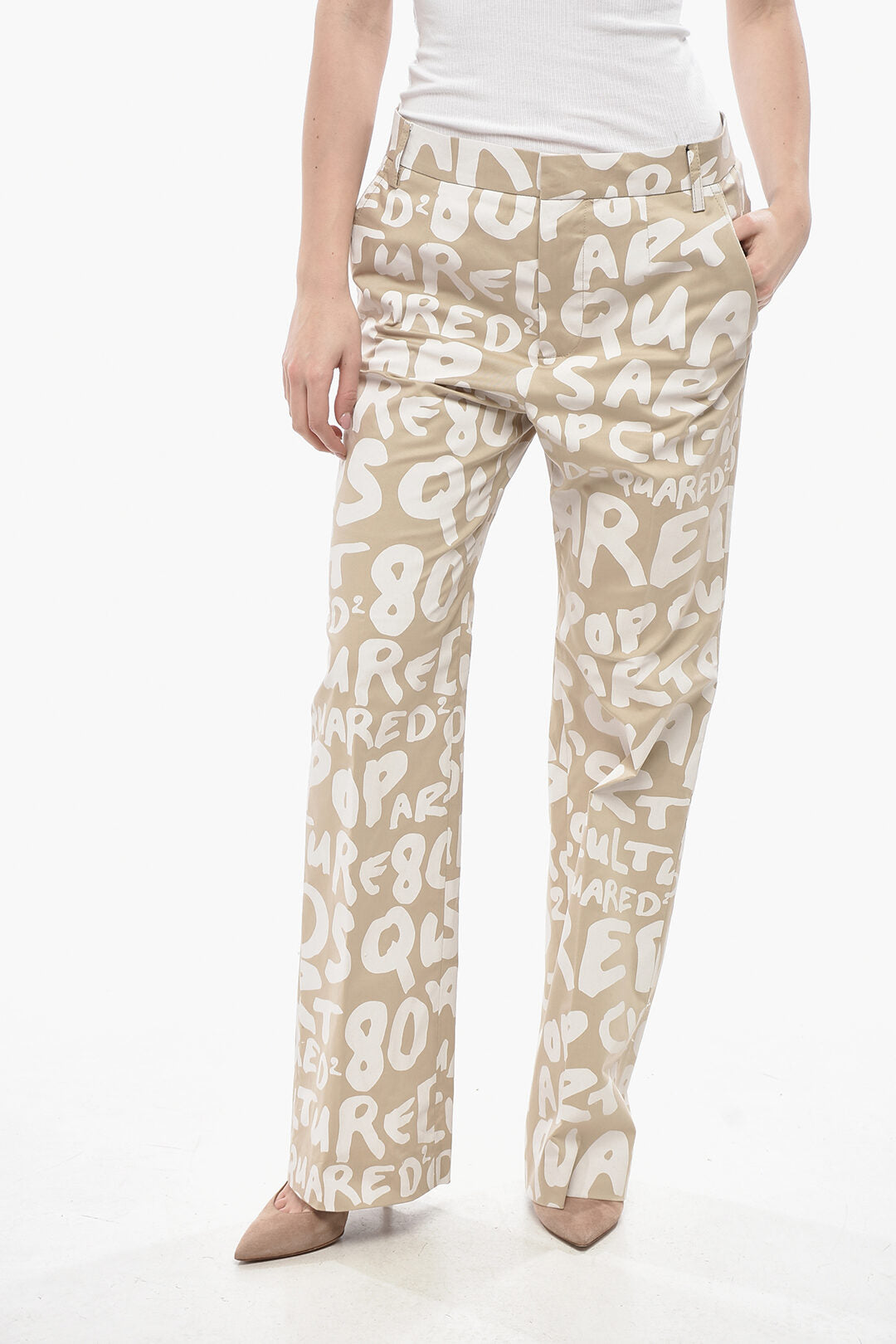 Dsquared2 2500~Cotton Stretch Pants with All-Over Logo