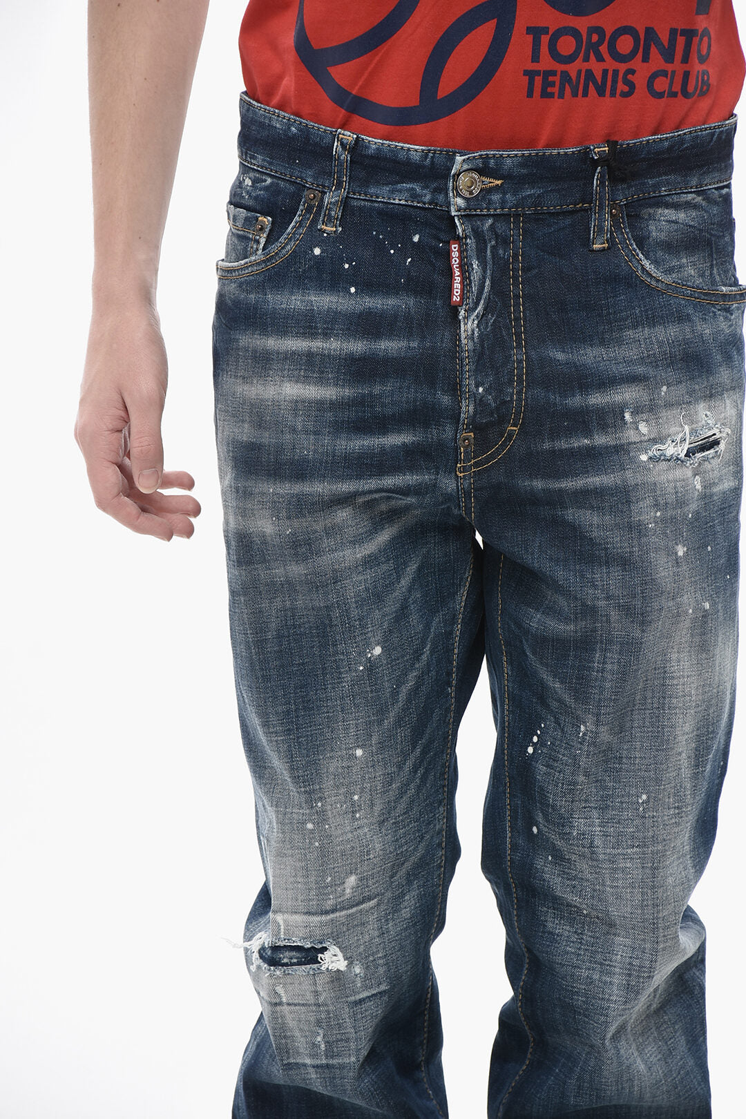 Dsquared2 2405~Vintage Effect Jeans ROADIE with Pony Hair Patch 19cm