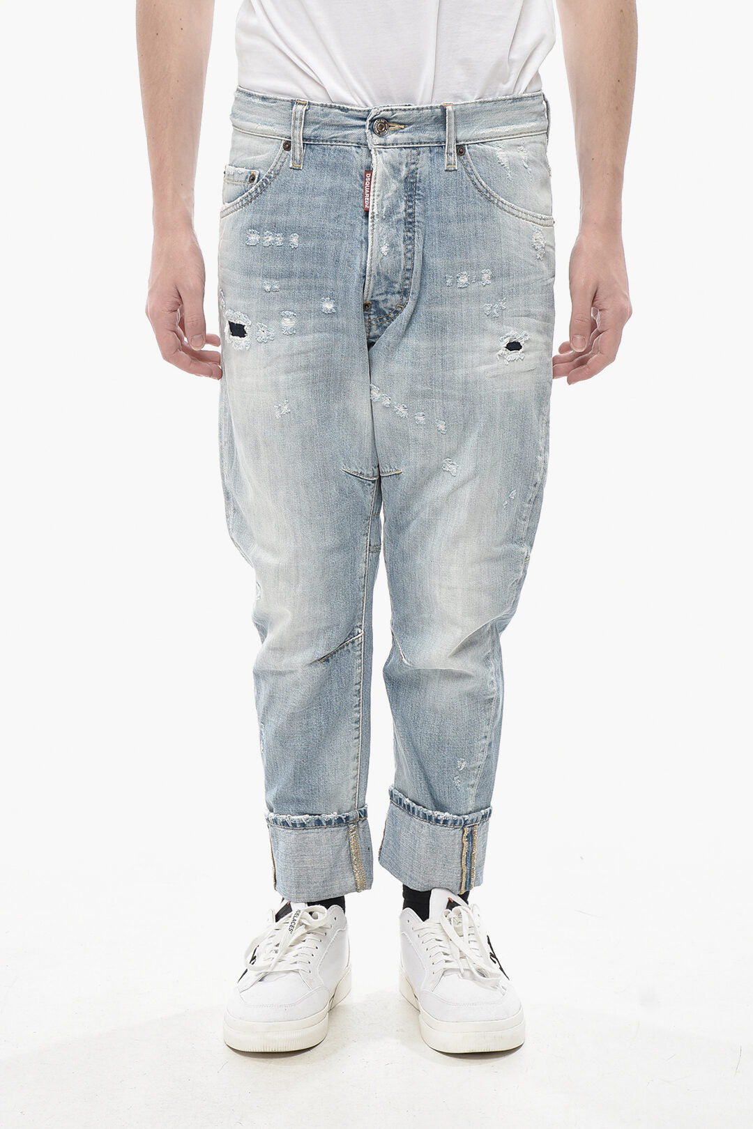 Dsquared2 2405~Cropped Fit Jeans TAILORED COMBAT with Turn-Up Hem 15cm