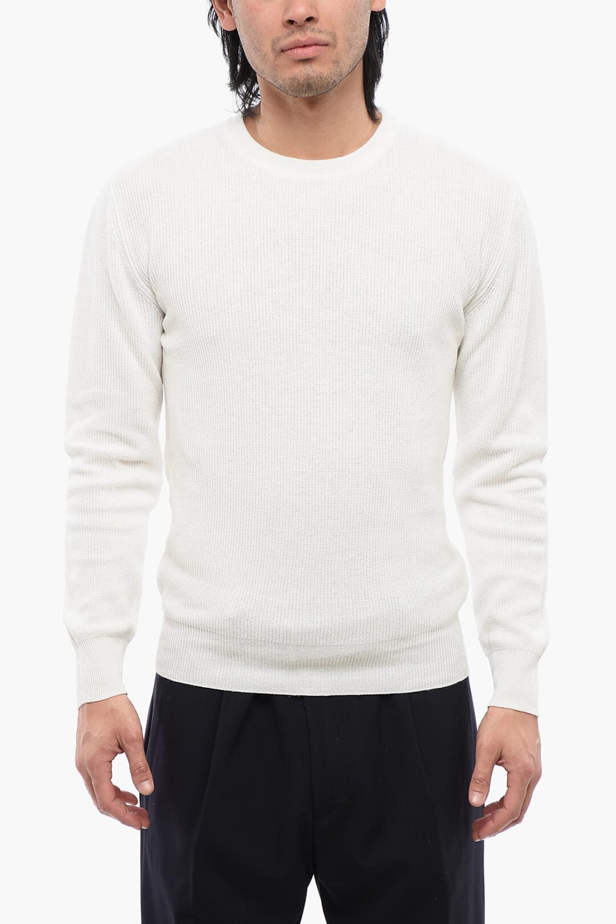 Altea 2405~Linen-Blend Crew Neck Sweater