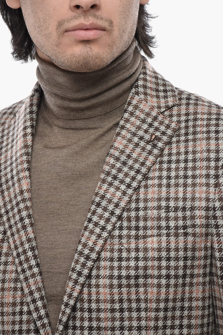 Corneliani 3250~CC COLLECTION Gingham Check Virgin Wool Blend Jacket, view 2