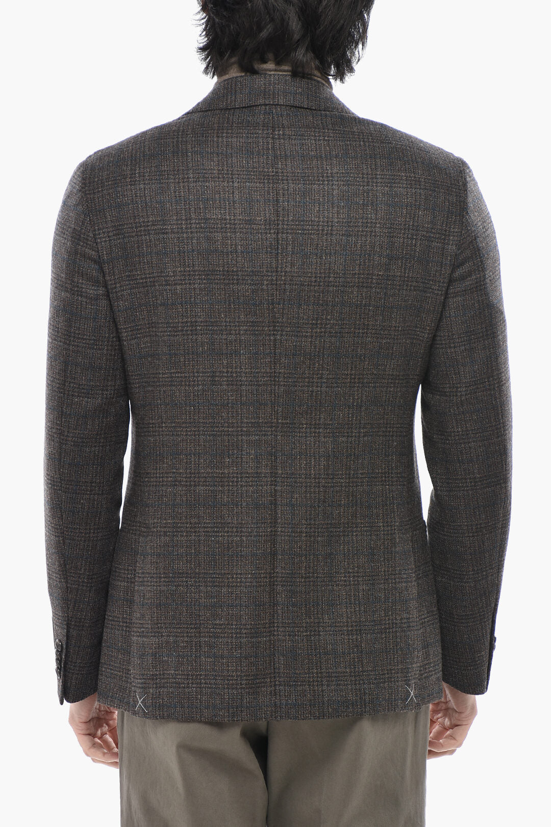 Corneliani 2470~CC COLELLECTION Two-Button Districk Check Virgin Wool And Cashmere Blazer, view 2