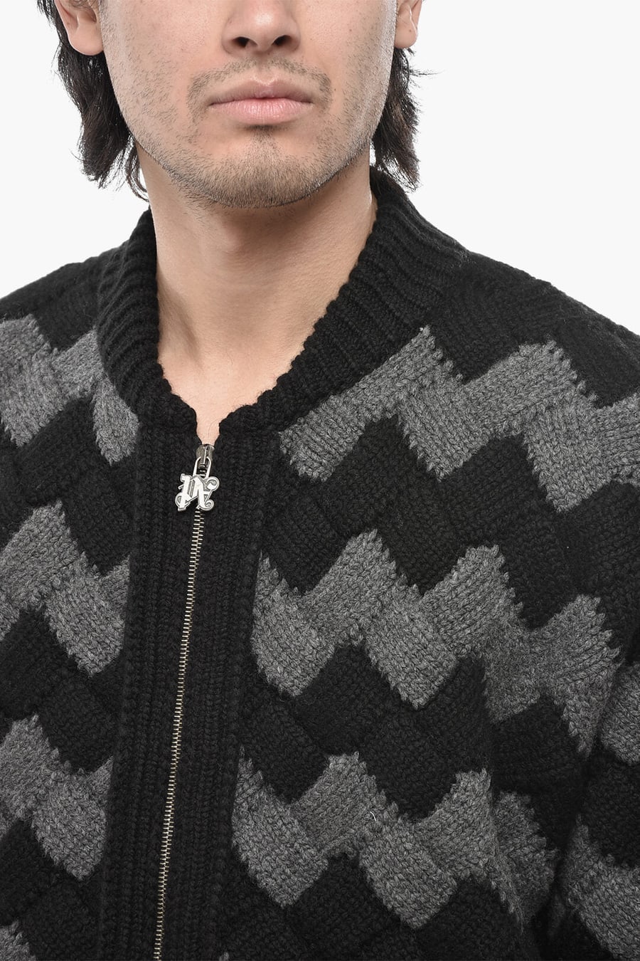 Palm Angels 2470~Wool-Blend Zip-Up Pullover ZIGZAG, view 3