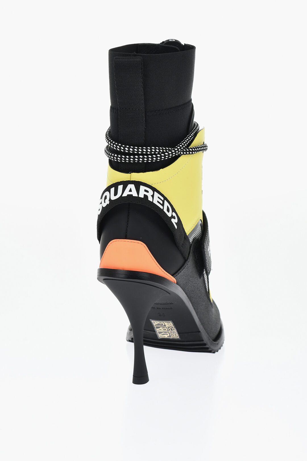 Dsquared2 3500~Leather and Fabric Ankle Boots TECHNO HIKING with Bicolor Laces 9cm