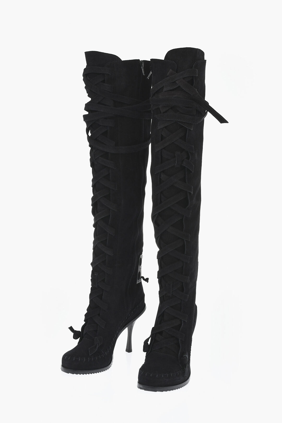 Dsquared2 3500~Suede Lace-Up Boots With 10cm Heel