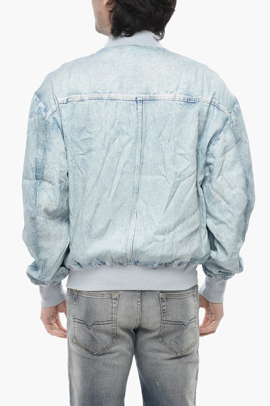 Diesel 0138~Solid Color Bomber Jacket J-MAR with Denim Effect, view 2