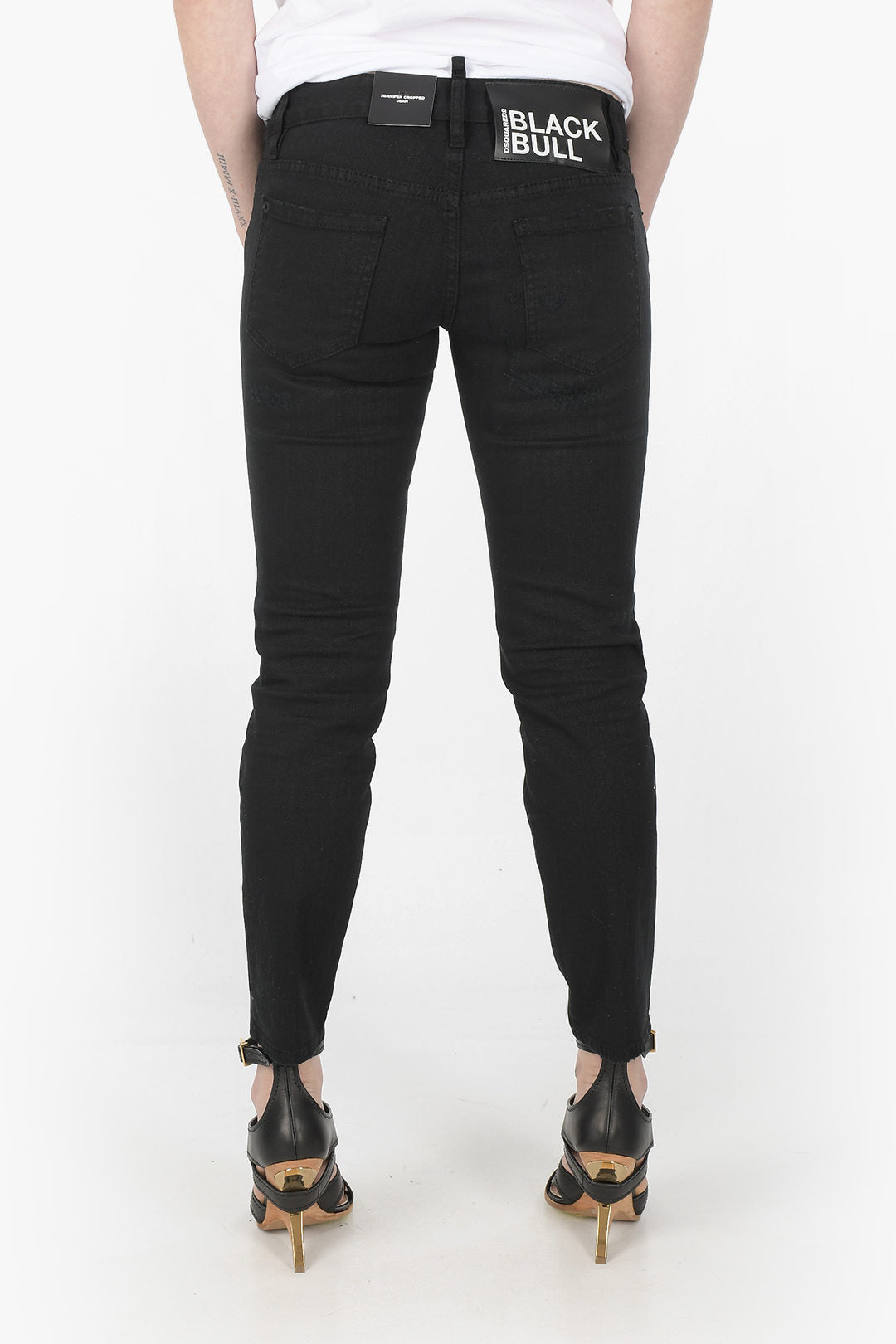 Dsquared2 3500~Distressed Denim 5-Pocket Jeans BLACK BULL, view 2