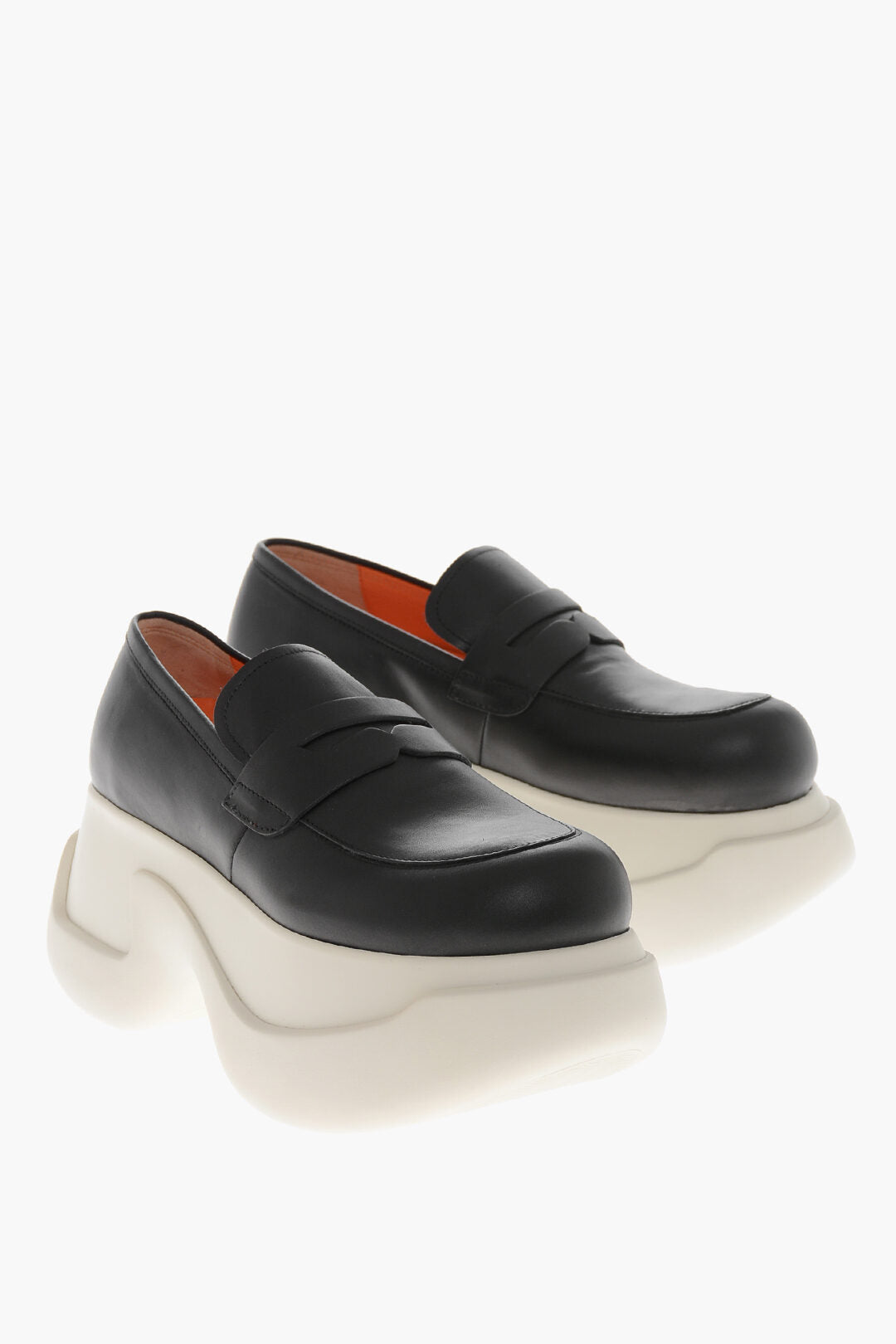 Marni 3500~Leather Penny Loafers with 8cm Platform Sole