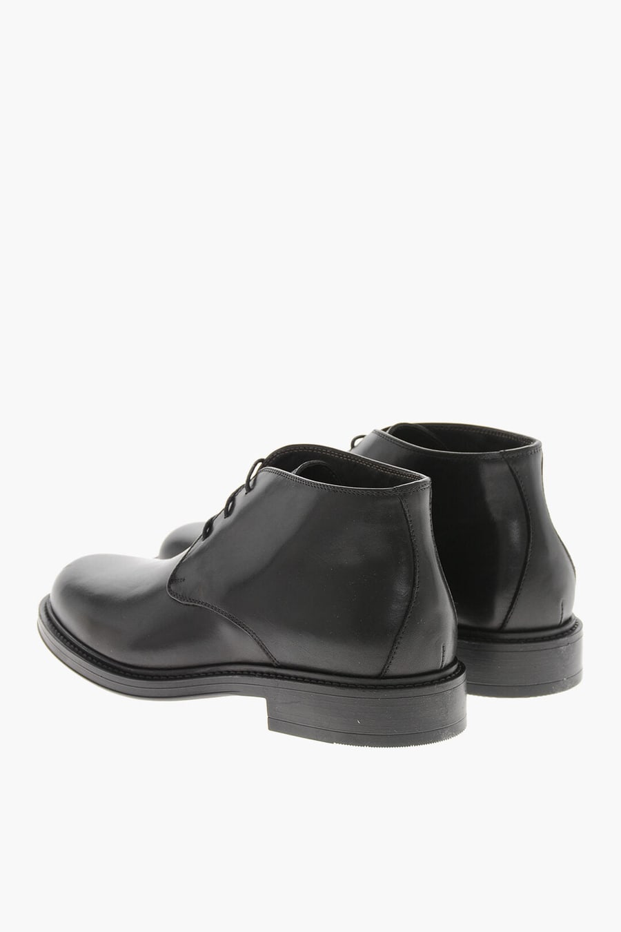 Testoni 3500~Brushed Leather Ankle Boots with Rubber Sole, view 2