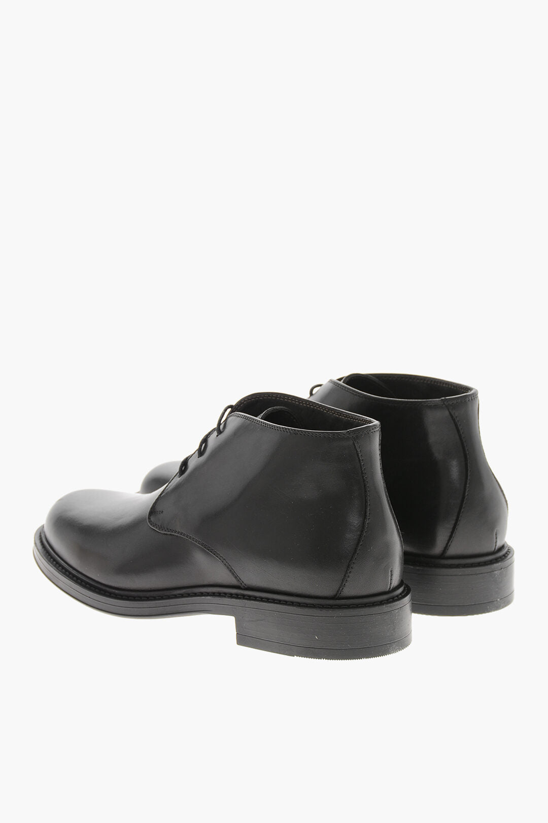 Testoni 3500~Brushed Leather Ankle Boots with Rubber Sole, view 2