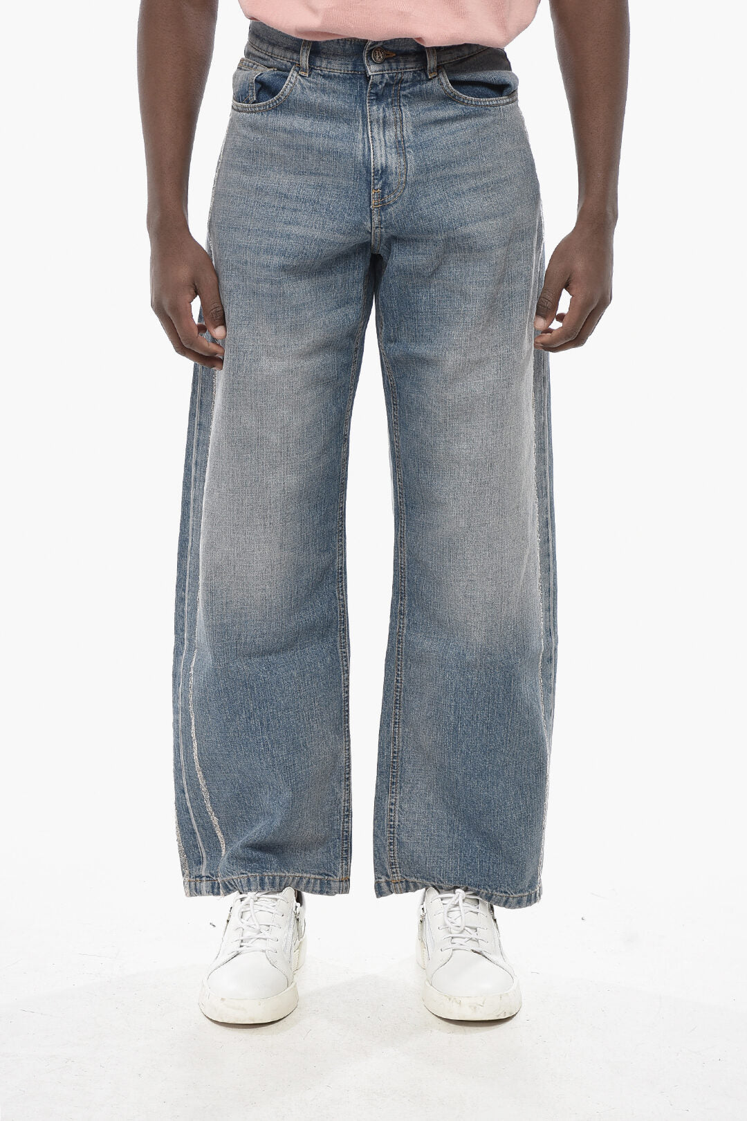 Palm Angels 2750~Jeans Straight Fit CURVED LOGO with Raw Hem Detail 26cm