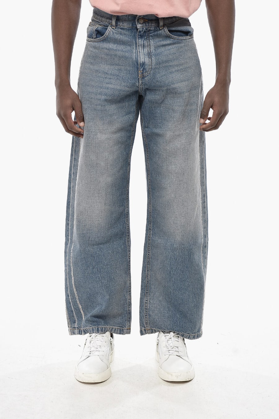Palm Angels 2750~Jeans Straight Fit CURVED LOGO with Raw Hem Detail 26cm