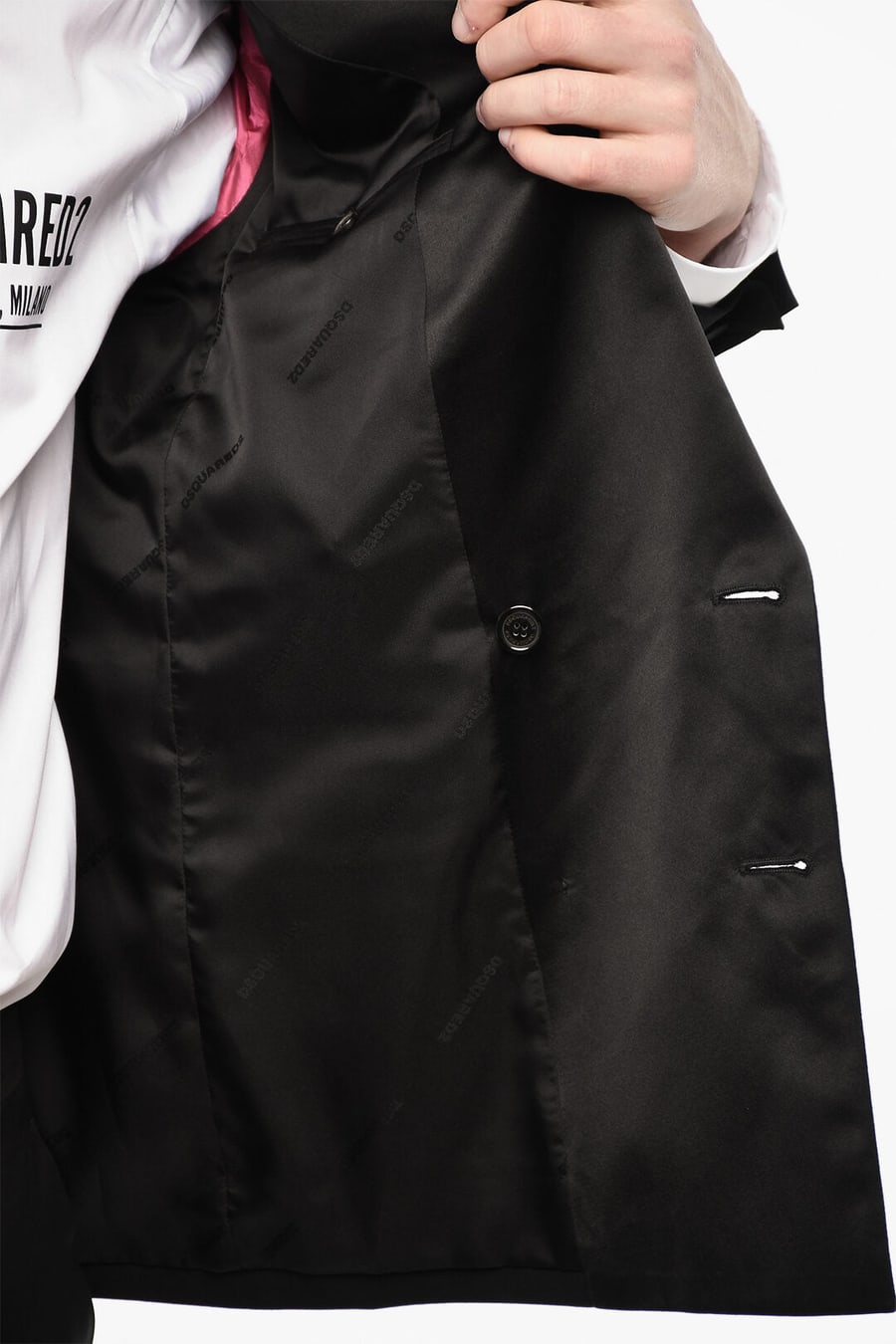 Dsquared2 3500~Wool-Blend Double-Breasted Blazer with Satin Peak Lapel, view 5