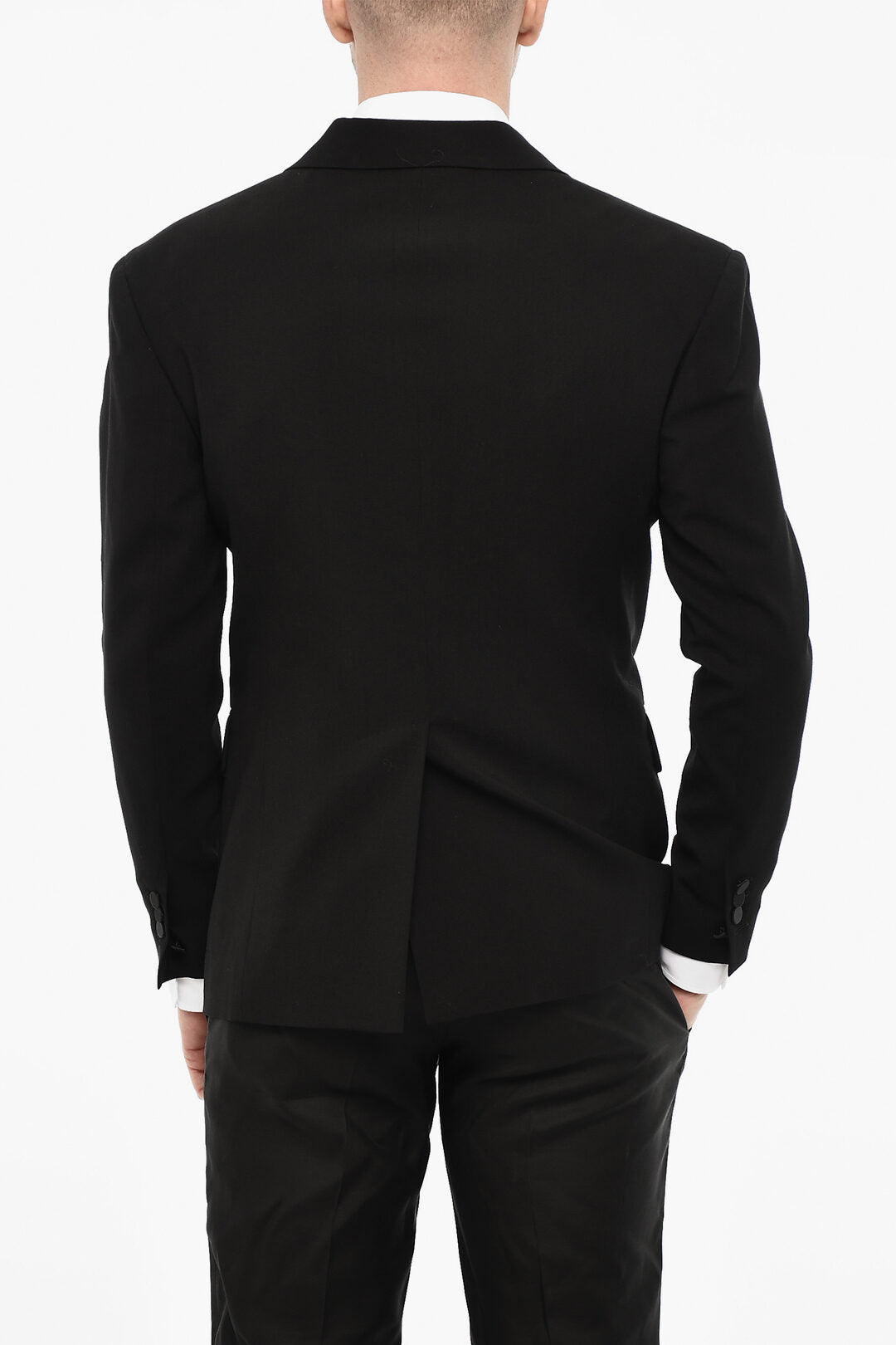 Dsquared2 3500~Wool-Blend Double-Breasted Blazer with Satin Peak Lapel, view 2
